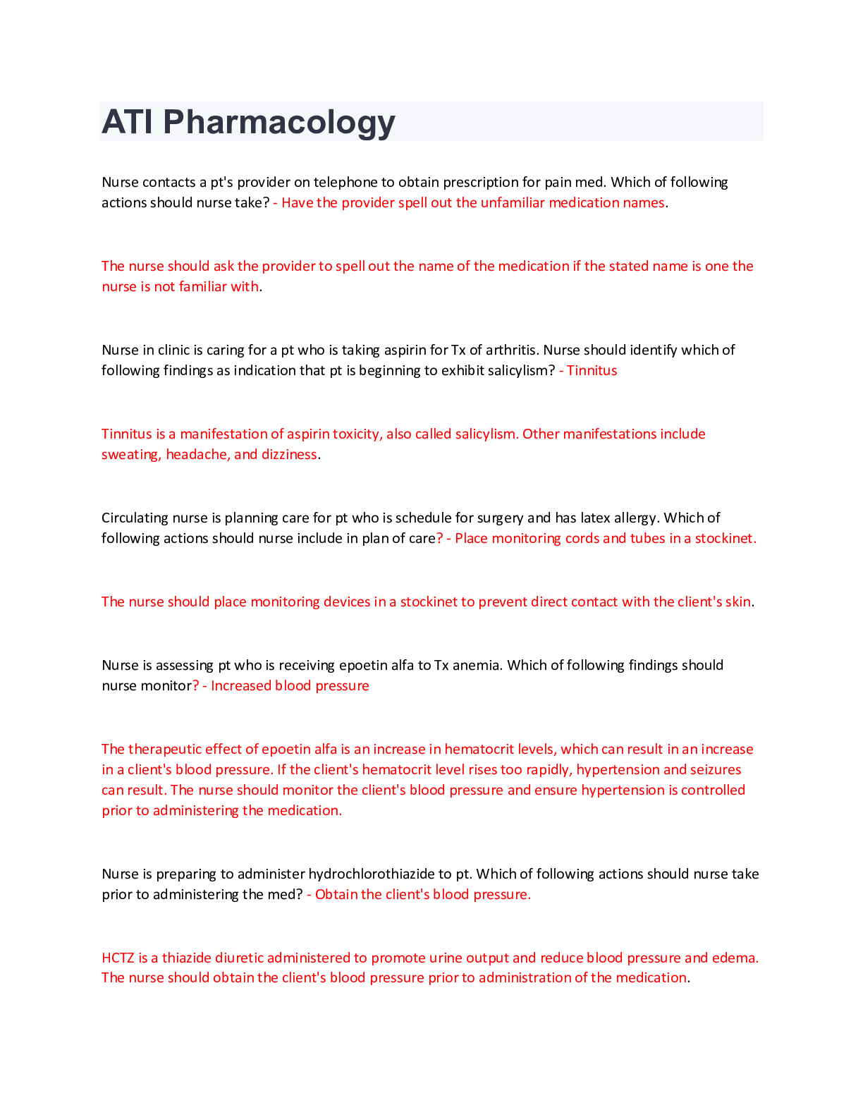Preview image of ATI Pharmacology document